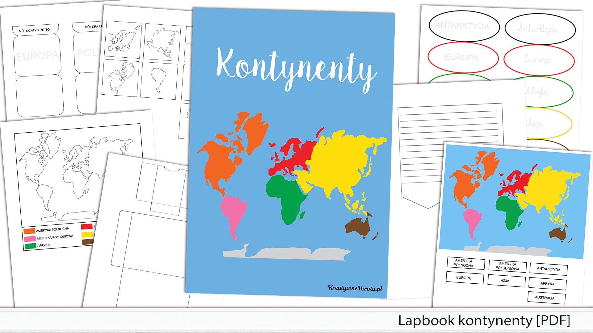 Informacje O Kontynentach Dla Dzieci Lapbook kontynenty [PDF] - 5,00zl : Kreatywne.Wrota.Net, pomoce